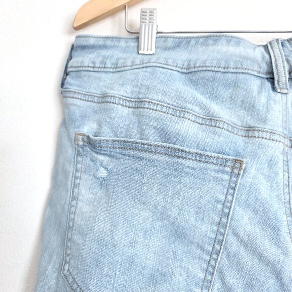 Torrid Distressed Perfect High-Rise Stretch + Rigid Bermuda Denim Shorts, Cutoff - Picture 10 of 12